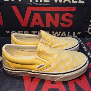 Vans Men's 5/Women's 6.5 Slip On Checkerboard Golden Haze/True White VN0A4U38WRZ